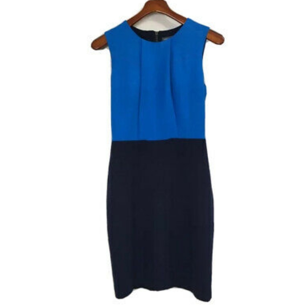 Vince Camuto Blue Color Block Sheath Dress Sz 14